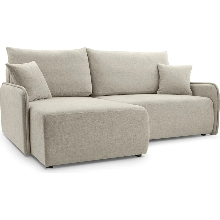 Selsey 'Netarro' Ecksofa mit Schlaffunktion, Bettkasten und Chenille-Bezug, beige, links – Bild 1