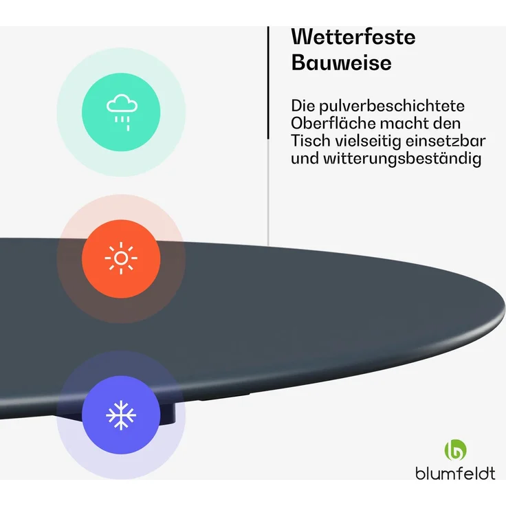 Blumfeldt Bistrotisch – 60 cm Rund Klappbar Outdoor-Tisch, Wetterfester Stahl, Platzsparend, Ideal für Garten, Balkon, Terrasse – Bild 5