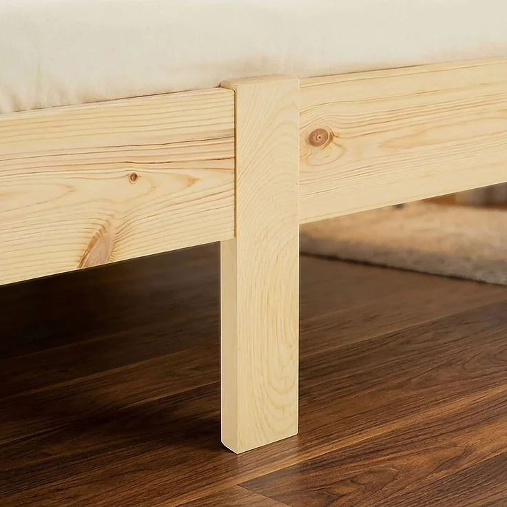Holzbett mit Federkernmatratze 140x200 Jugendbett Doppelbett Bett Holzbettrahmen Natur Massiv Holz Lattenrost – Bild 7