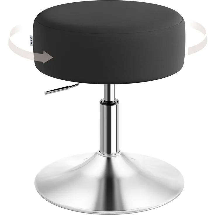 WOLTU Schminktisch Hocker, Schminkstuhl, Barhocker Rund, Höhenverstellbar, 360° Drehbar mit Verdickter Polsterung, Samt Bequemstuhl für Schminktisch, Schlafzimmer, Esszimmer, Schwarz, MB6135sz