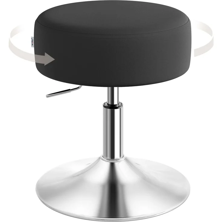 WOLTU Schminktisch Hocker, Schminkstuhl, Barhocker Rund, Höhenverstellbar, 360° Drehbar mit Verdickter Polsterung, Samt Bequemstuhl für Schminktisch, Schlafzimmer, Esszimmer, Schwarz, MB6135sz