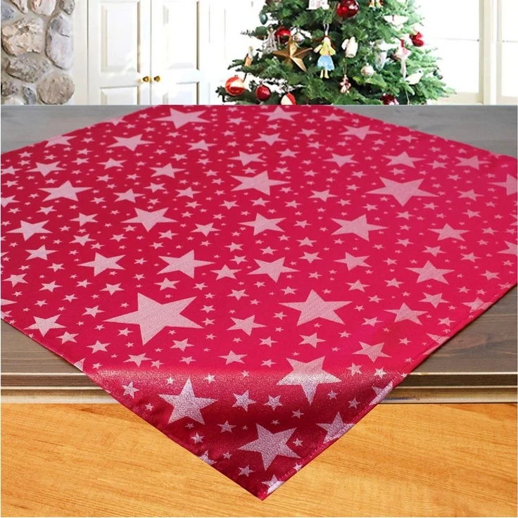 Delindo Lifestyle Mitteldecke Christsterne (1-tlg), Jacquard mit Lurexsternen