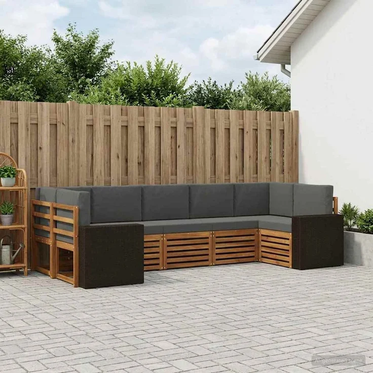 vidaXL Outdoor-Sofagarnitur 7 stk. 7-Sitzer Natur und Anthrazit 3384813 – Bild 1