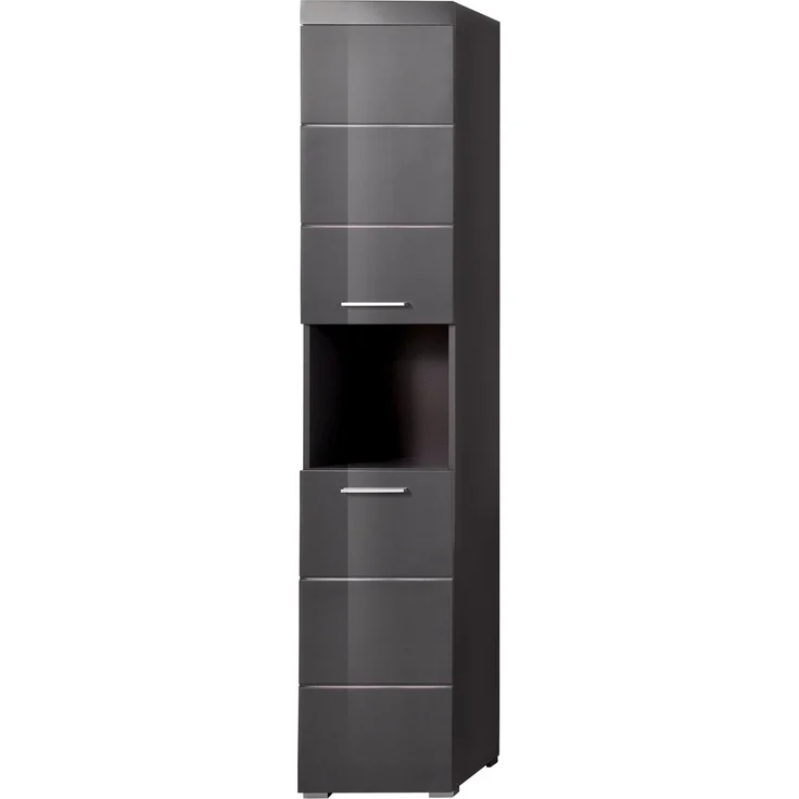 Trendteam 'Amanda' Hochschrank, Holz, Grau Hochglanz, 190 x 31 x 37 cm – Bild 1