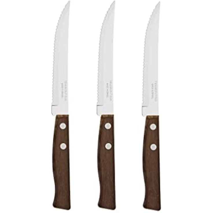 Tramontina Steakmesser Set TRADICIONAL, 3 Stück mit edlen Naturholz-Griffen, rostfreier Edelstahl – Bild 1
