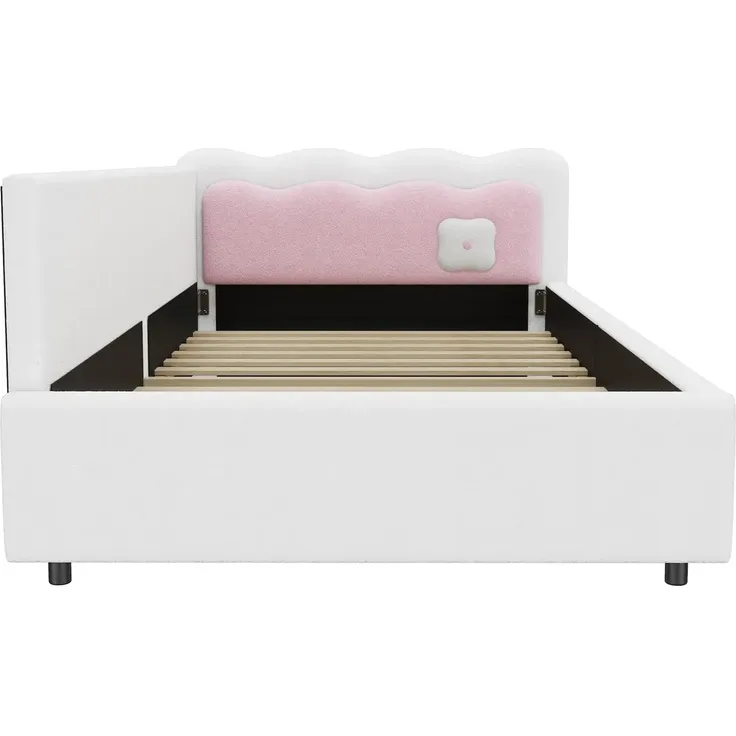 Schlafsofa mit LED-Beleuchtung und Lattenrost, 90x200 cm, Polsterbett, Einzelbett, Jugendbett, Vlies – Bild 7