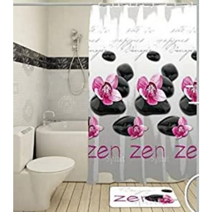 LikeKa Duschvorhang aus Stoff 180x180 cm incl. Ringe waschbar Badvorhang Badewannenvorhang – Bild 2