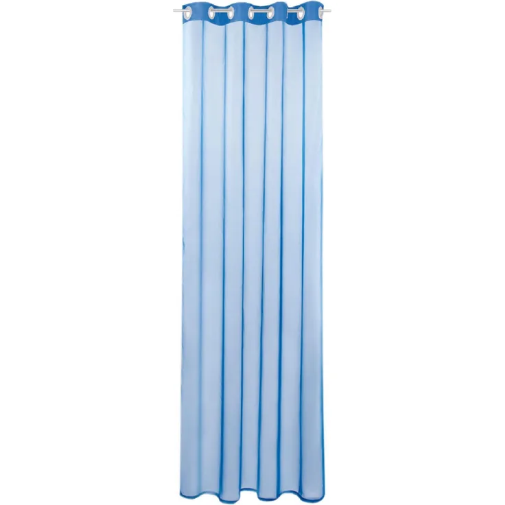 Gardine mit Ösen, Transparent Voile 140 x 145cm ( Breite x Länge ) in blau - mittelblau, Ösenschal in vielen weiteren Farben und Größen