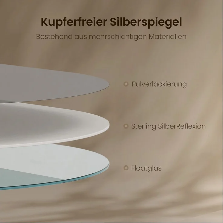 EMKE Spiegel Ovaler Badezimmerspiegel Goldener Rahmen Wandspiegel, Vertikal Horizontal Montage,Badezimmer Garderobe Flur – Bild 2
