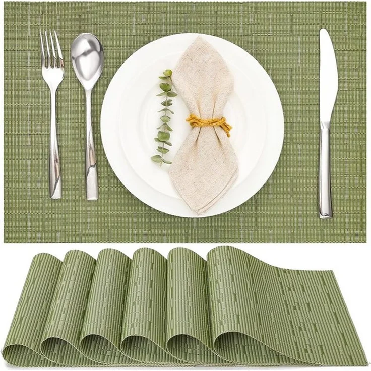 TUWENA Platzset Tischsets Abwaschbar 6er Set, Rutschfest Hitzebeständig Platzdeckchen, Vinyl Platzdeckchen für Küche Speisetisch Hotel, Platzmatten 30x43.5cm – Bild 4