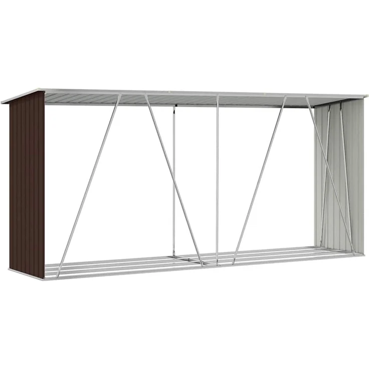 vidaXL Brennholzlager Verzinkter Stahl 330x84x152 cm Braun 47084 – Bild 8