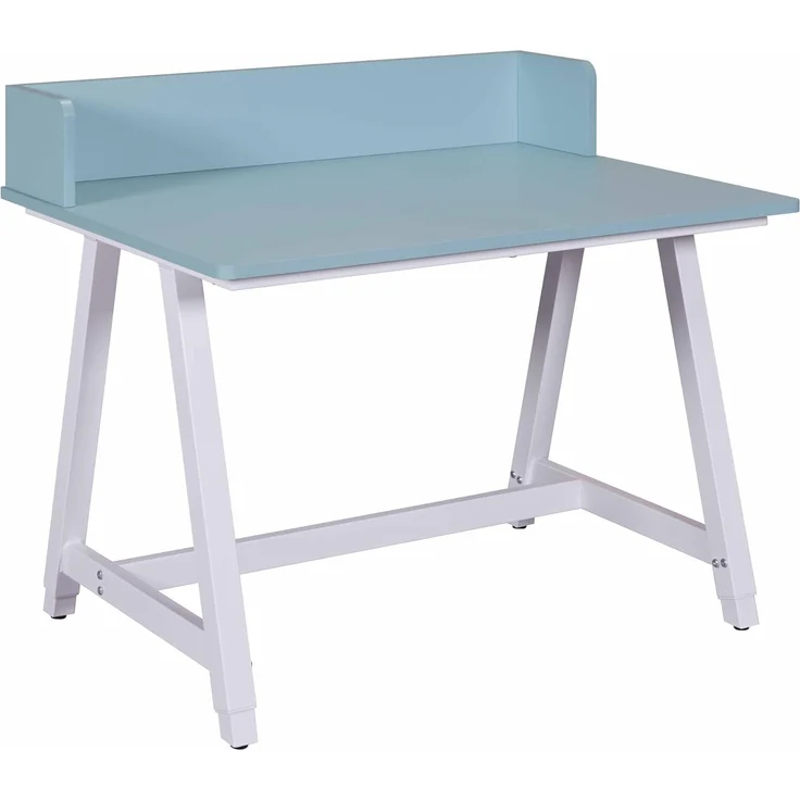 Inter Link - Kinderschreibtisch – höhenverstellbarer Schreibtisch - für Kinder - mit Aufsatz - Stabiler Tisch - Kinderzimmer - ergonomisch - Lern- & Arbeitstisch - Weiß/Blau - Emmelie