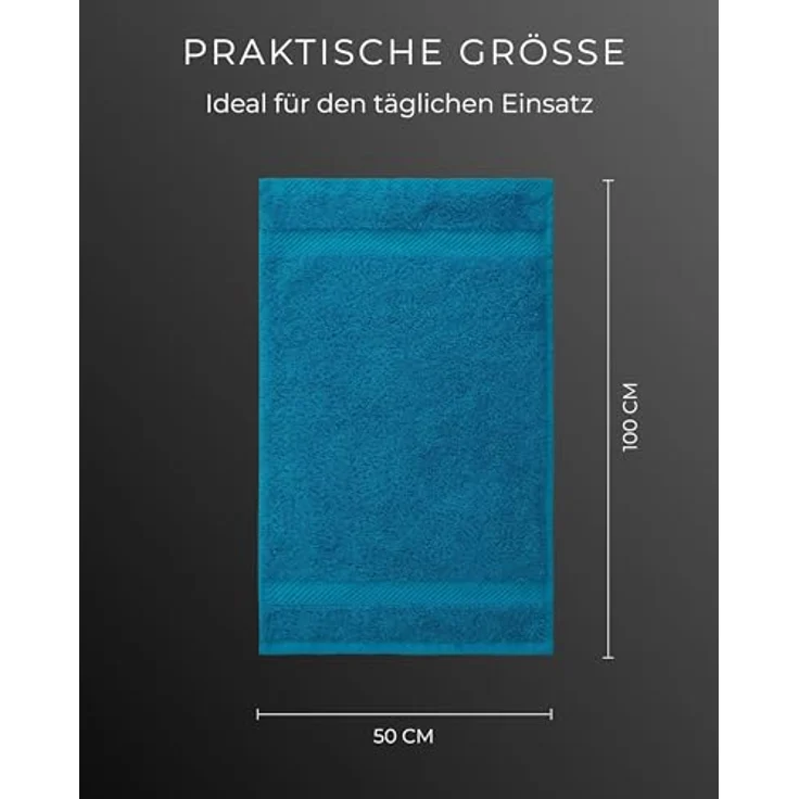 Luckytowel Handtücher Set 50x100 cm – Oeko-TEX Handtuch-Set, 100% Baumwolle, 600 g/m², flauschig & saugstark, 10er Pack Türkis – Bild 4