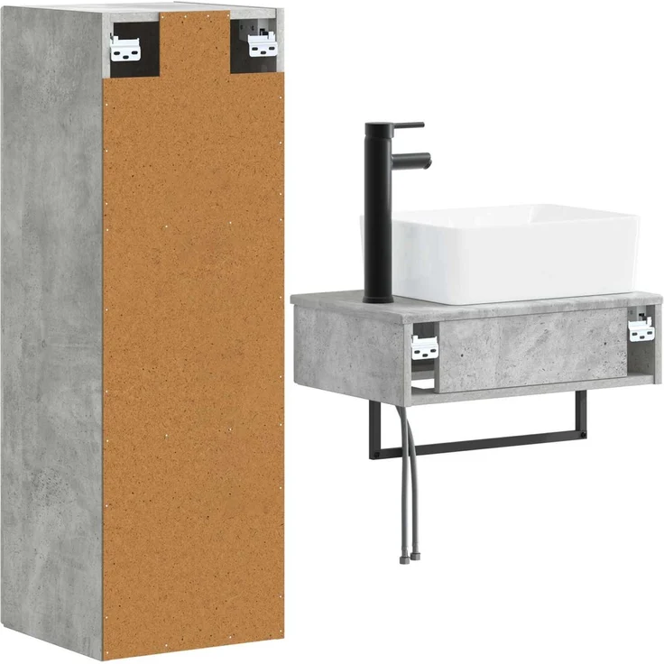 vidaXL Badezimmerschrank-Set 2 stk. Betongrau 33 x 34,5 x 100 cm 3406106 – Bild 5