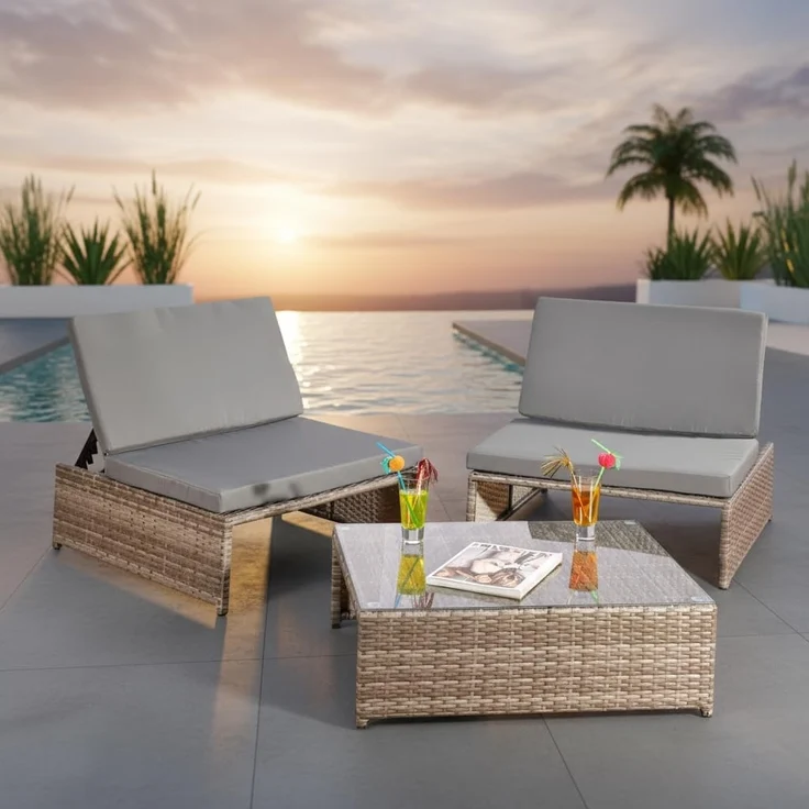 Sitzgarnitur Gartenmöbel Sitzgruppe Lounge Poly Rattan Möbel Set Gartengarnitur – Bild 1