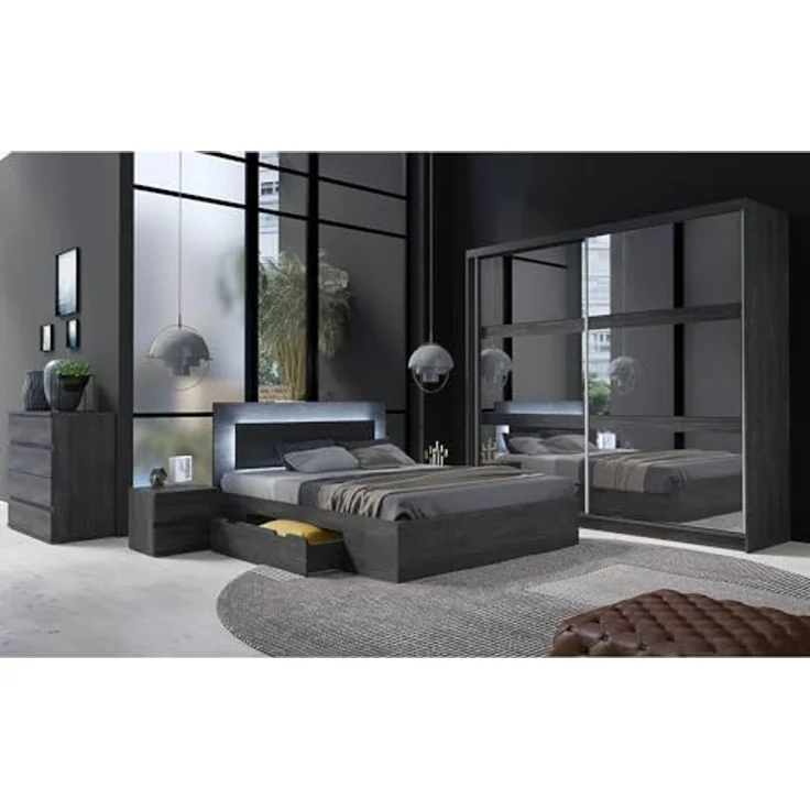 Lomadox Schlafzimmer-Set TORTONA-166, (Spar-Set, 5-tlg, Schwebetürenschrank Kommode Bettgestell Nachttische), Schlafzimmermöbel in Esche, Bett 160x200cm, Schwebetürenschrank 230cm – Bild 1