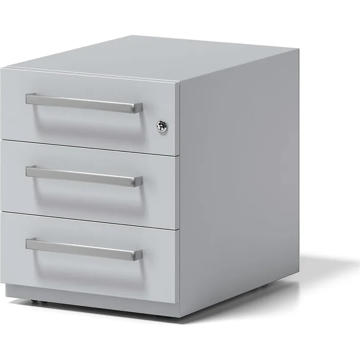 Rollcontainer Note™ mit Griff, 3 Universalschubladen, Farbe lichtgrau
