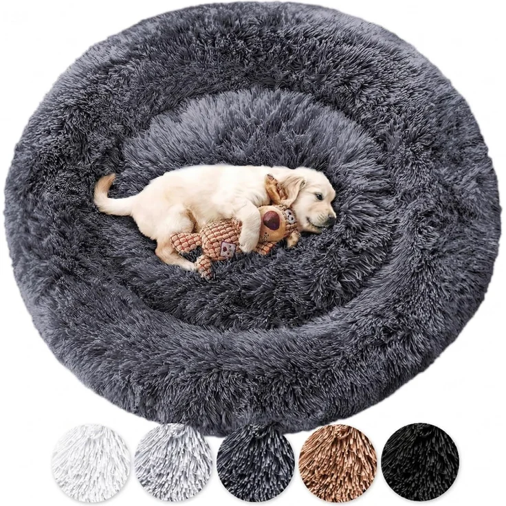 Wahre Tierliebe Hundebett Donut - Das Original - waschbar [S, 70cm, dunkelgrau] Hundekissen, Hundekorb, Flauschiges Hundebett für große, mittelgroße & kleine Hunde – Bild 1