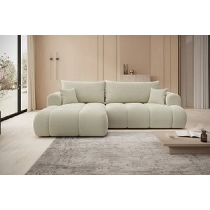 thematys Ecksofa TREVIO 260 x 165 cm, mit Schlaffunktion, mit Bettkasten, Beige (Fredo 20), Ausrichtung links – Bild 7