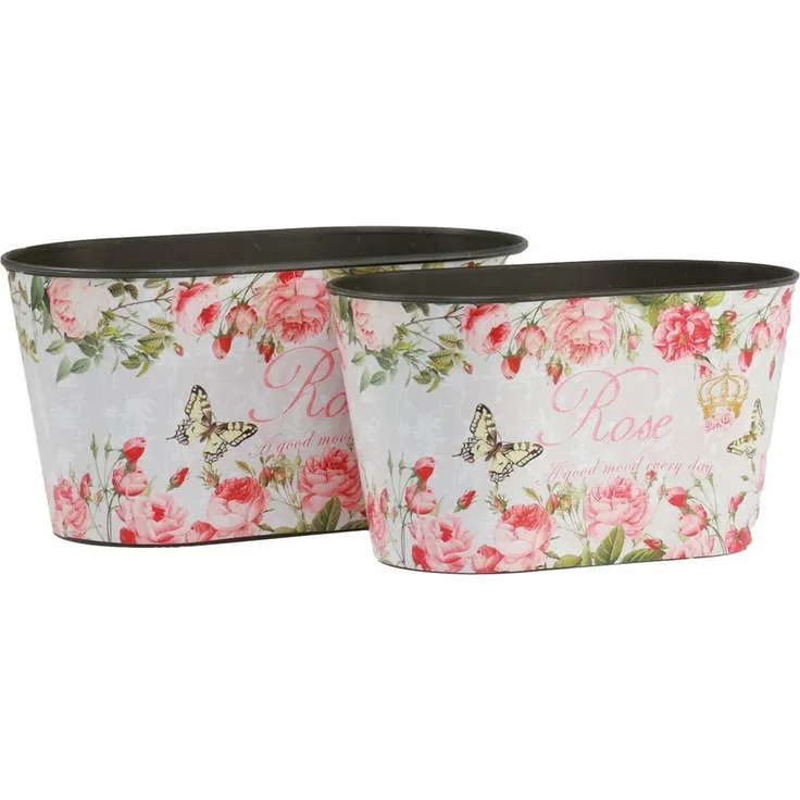 Viana Blumentopf Pflanztöpfe Set Rosen Dekogefäß Blumenwanne Kunststoff 21,5/18,5cm