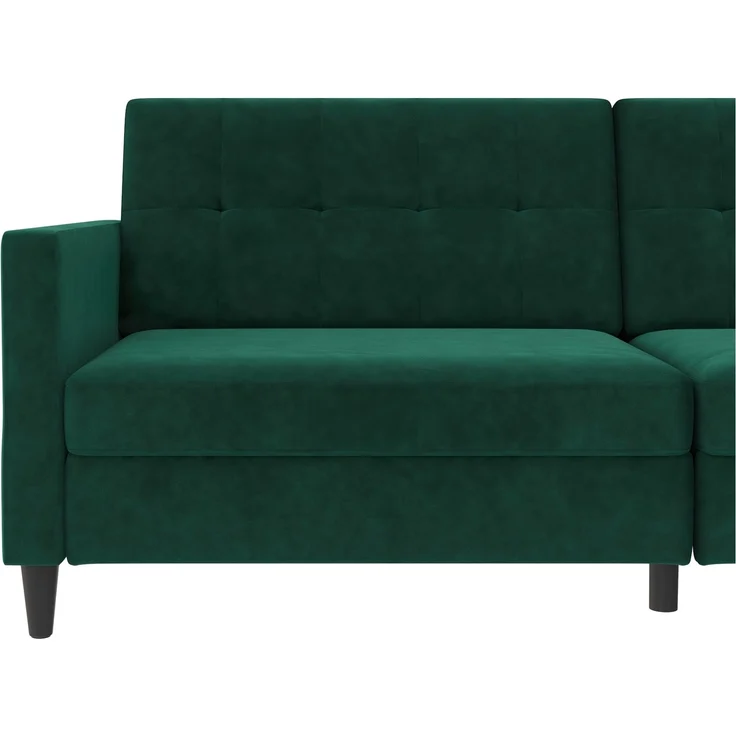 Schlafsofa >Hannover< in Dunkelrün, Samt - 203x82x83cm (BxHxT) – Bild 8