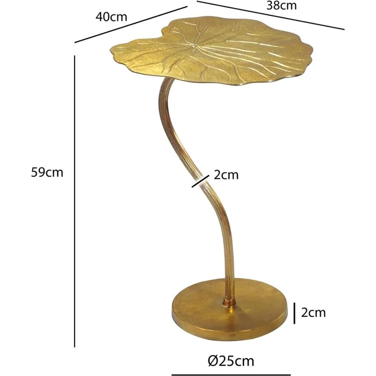 Beistelltisch Aluminium Gold 40x38cm - Design Blatt Anstelltisch Wohnzimmertisch - Moderner Loungetisch - Edler Blumentisch Couchtisch Wohnzimmer Handmade – Bild 4