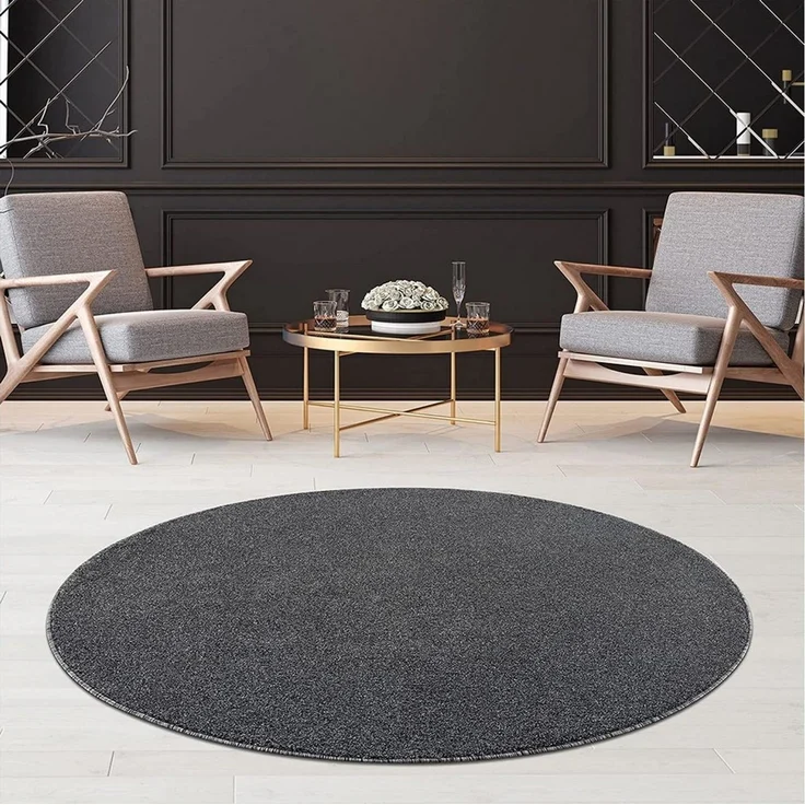 Jimri Teppich Lotus Wohnzimmer Teppich Einfarbig Kurzflor Läufer Uni, Rund, Wohnzimmer Teppich Einfarbig Kurzflor Läufer – Bild 1