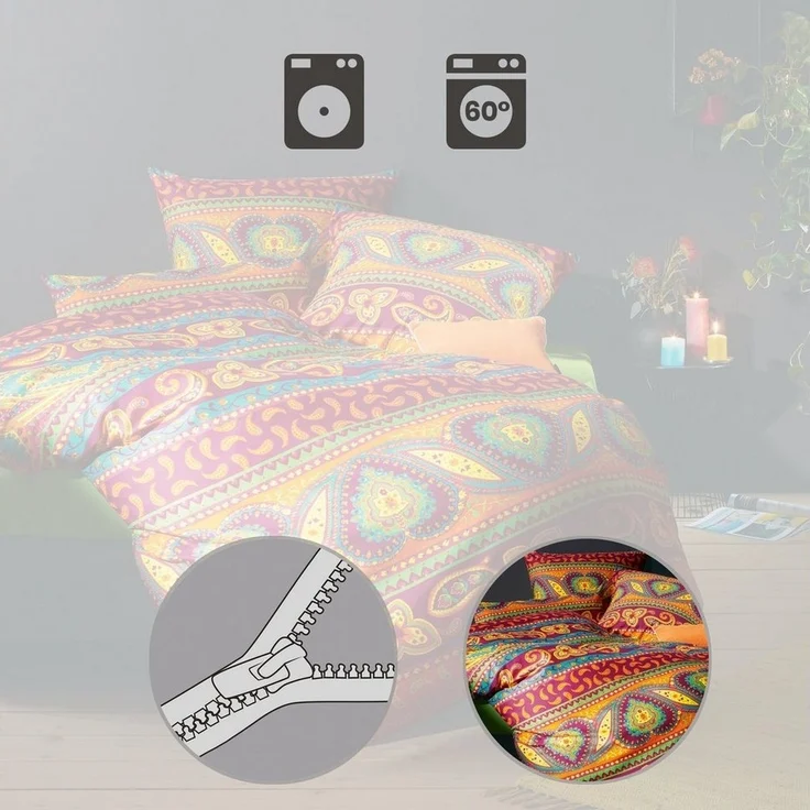 REDBEST Bettwäsche Bettwäsche, Mako-Satin, 2 teilig, Satin Paisley – Bild 3