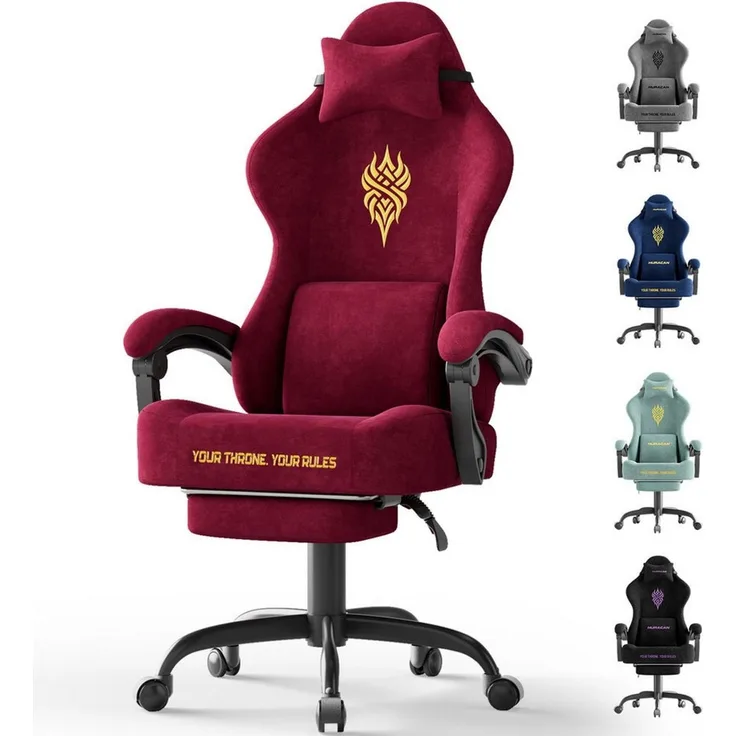 Ferghana Gaming-Stuhl Gaming-Stuhl: Kopfstütze, Lendenkissen, Armlehnen, Fußstütze (Packung), Ergonomischer PC-Stuhl,Rückenlehne 90°-125°