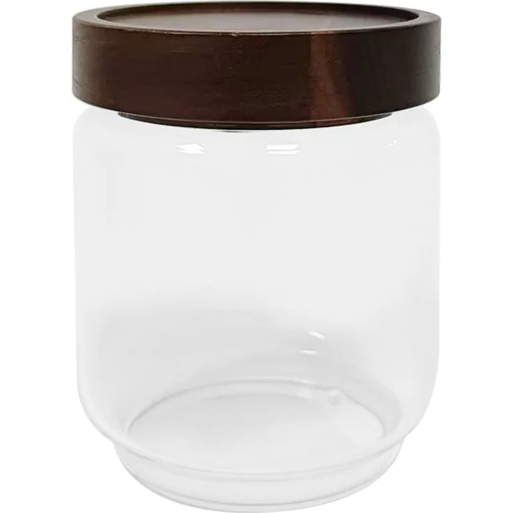 Homeware Vorratsdose, Glas klar, 9 x 10 cm, mit Holzdeckel