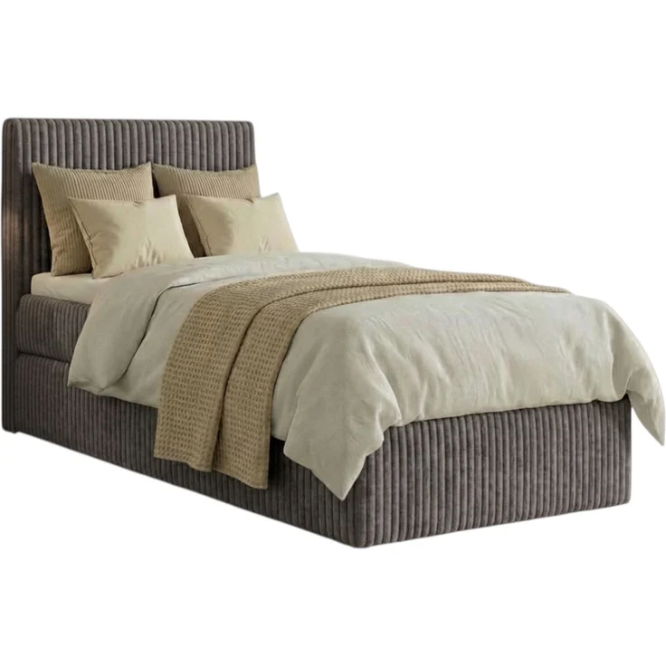 Boxspringbett RALF 200 x 200 cm mit Bettkasten, Topper und gepolstertem Kopfteil. Farbe: Dunkelgrau, Härtegraden: H2 , Topper: Visco-Topper – Bild 2