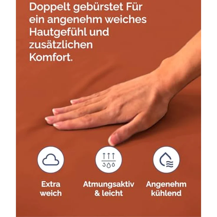 Spannbettlaken 100x200 cm Terracotta - 40cm (16") Tiefe Tasche - Premium Mikrofaser Spannbetttuch - Weich und Knitterfrei - Atmungsaktiv, Hypoallergen und Oeko-TEX Standard 100 Zertifiziert – Bild 5