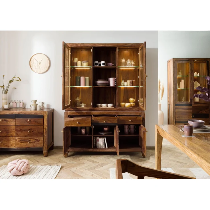 Buffet Sheesham 140 x 45 x 200 dunkelbraun lackiert ANCONA #245 – Bild 3