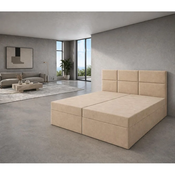 KRISAN MÖBEL Kontinentalbett DREAM2 Beige mit 2 Bettkasten und ergonomischem Topper, Bonell-Federkern Matratze, 120 x 200 cm – Bild 4