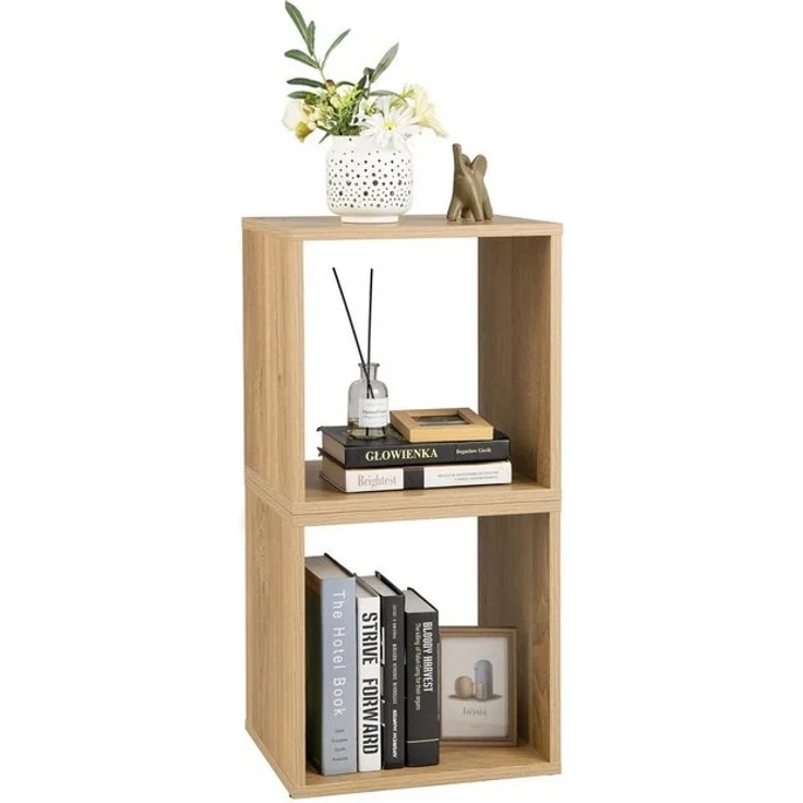 COSTWAY Bücherregal 2er Set Würfelregalen, 2-tlg, stapelbar, mit 2 Fächern – Bild 4