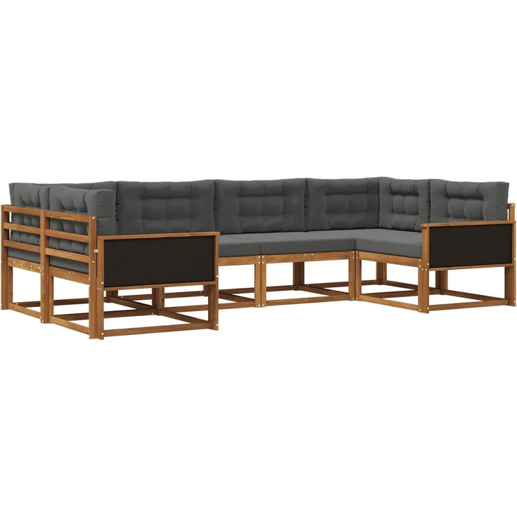 vidaXL Outdoor-Sofagarnitur 6 stk. 6-Sitzer Natur und Anthrazit 3382835 – Bild 2