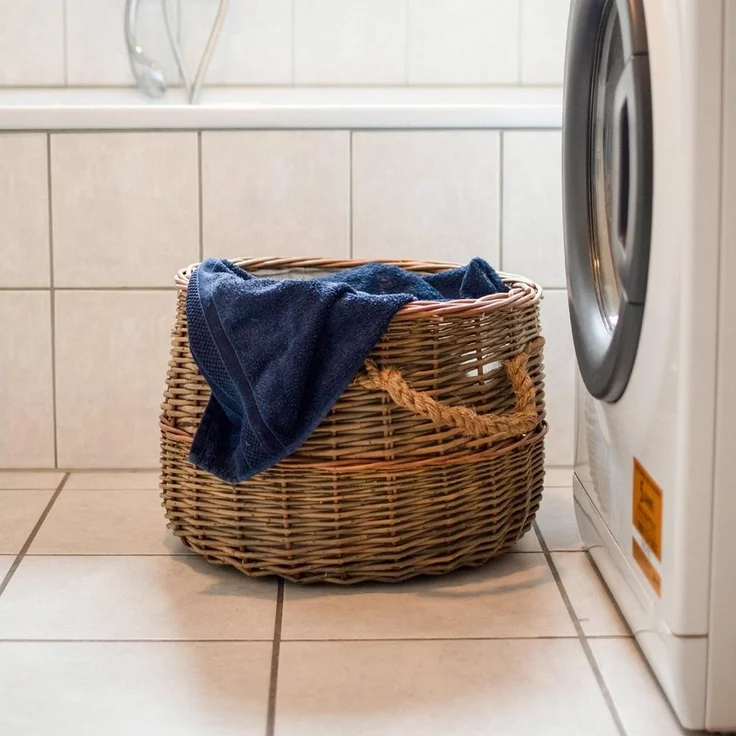 UNUS HOME Kaminholzkorb Korb Weide rund 2 Seilgriffe (1 St) – Bild 2