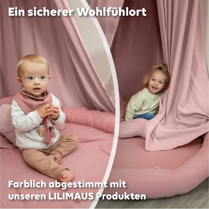 lilimaus Bodenkissen Sitzkissen für Kinder aus Musselin - Spielmatte & Kuschelecke, mit zarter Rüscheneinfassung - zum Lesen, Spielen & Kuscheln – Bild 4