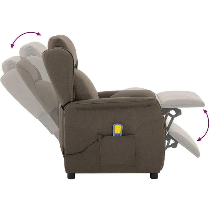 vidaXL Massagesessel mit Kissen Taupe 93,5 x 67,5 x 101,5 cm Stoff 348357 – Bild 6