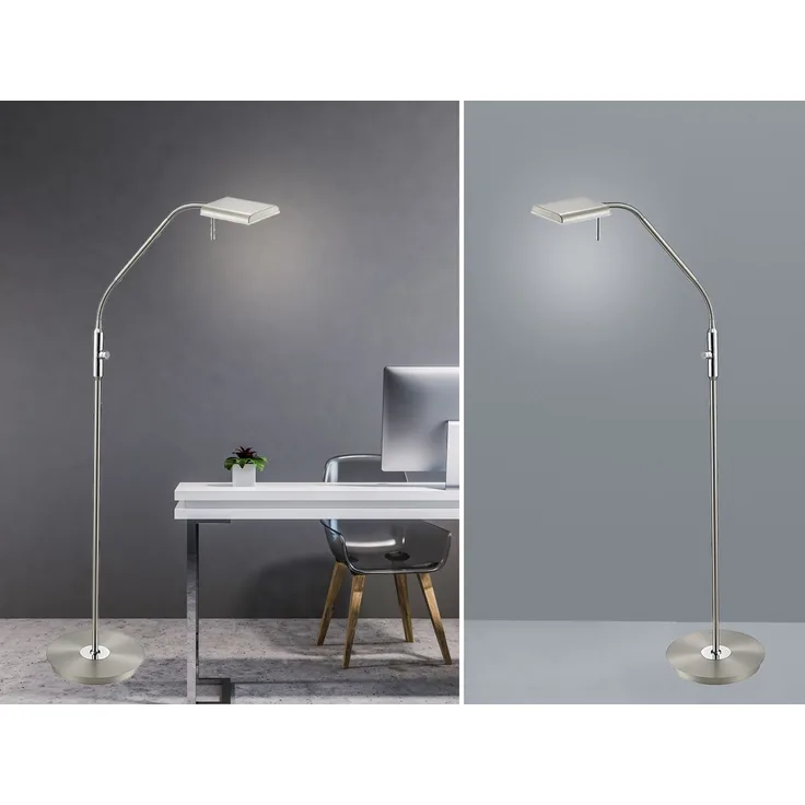 LED-Stehleuchte Bergamo, Metall, Silber, Grau