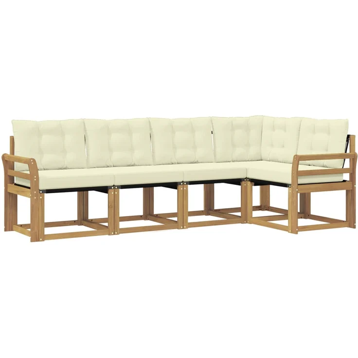 vidaXL Outdoor-Sofagarnitur 5 stk. 5-Sitzer Weiß und Creme 3389476 – Bild 2