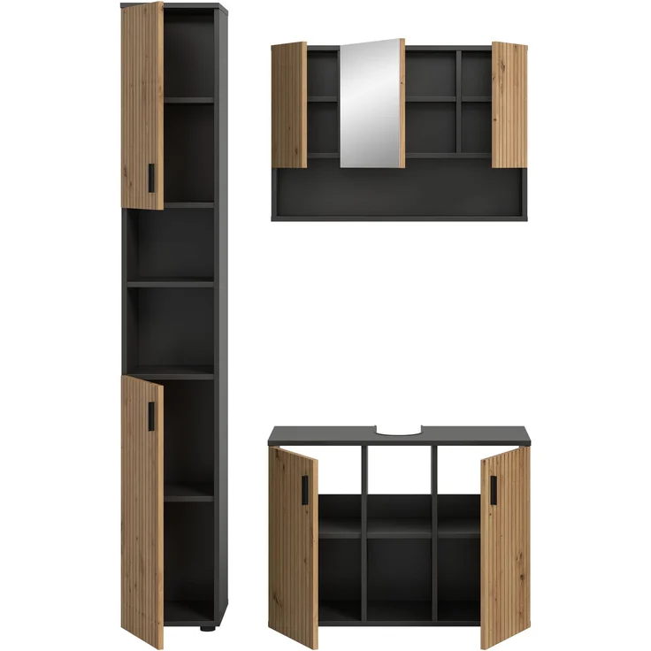 Badkombination B/H/T: 125x192x30 cm in Basalt Nachbildung und -- – Bild 3