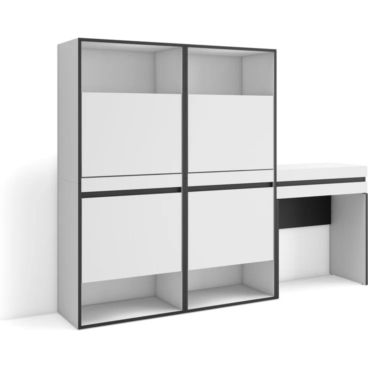 Skraut Home | Schuhregal, Schuhschrank | Schuhaufbewahrung | 190x145x35 cm | Für Schlafzimmer, Zimmer | Schminktisch | Moderner Stil | Weiß