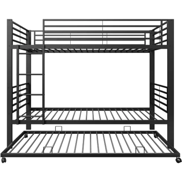 FAVSH Etagenbett 90x200 cm aus Metall, Hochbett mit Rausfallschutz und Leiter, Geräuscharmes Doppelbett, rutschfest, für Jugendliche und Erwachsene, WG & Ferienwohnung, Schwarz D – Bild 5
