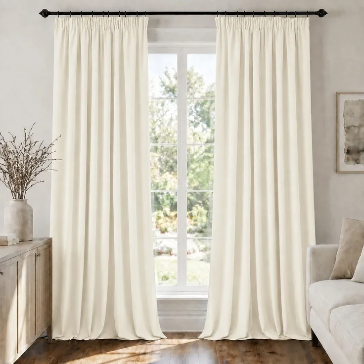 Deconovo Gardinen Blickdicht mit Kräuselband Vorhänge für Schiene CremeWeiß | 2er Set, H 280 x B 140 cm, Gardinen für Schiene, Thermal Curtains, Schlafzimmer Gardinen, Vorhänge Kinderzimmer Mädchen