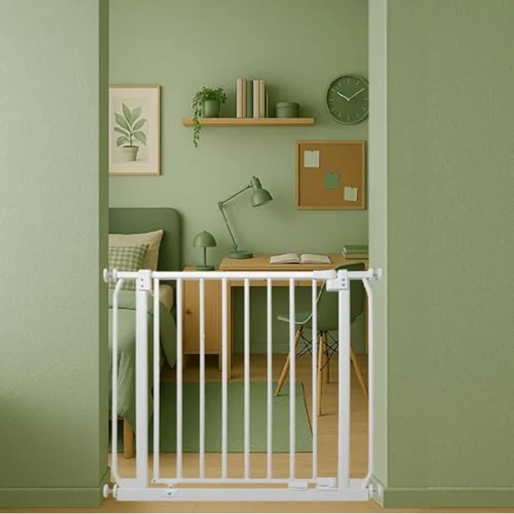 Safetots Elite Sicherheitsschutzgitter, 197cm - 206cm, Mattweiß, Treppenschutzgitter mit Druckmontage, Sicherheitsbarriere, Einfache Installation – Bild 9
