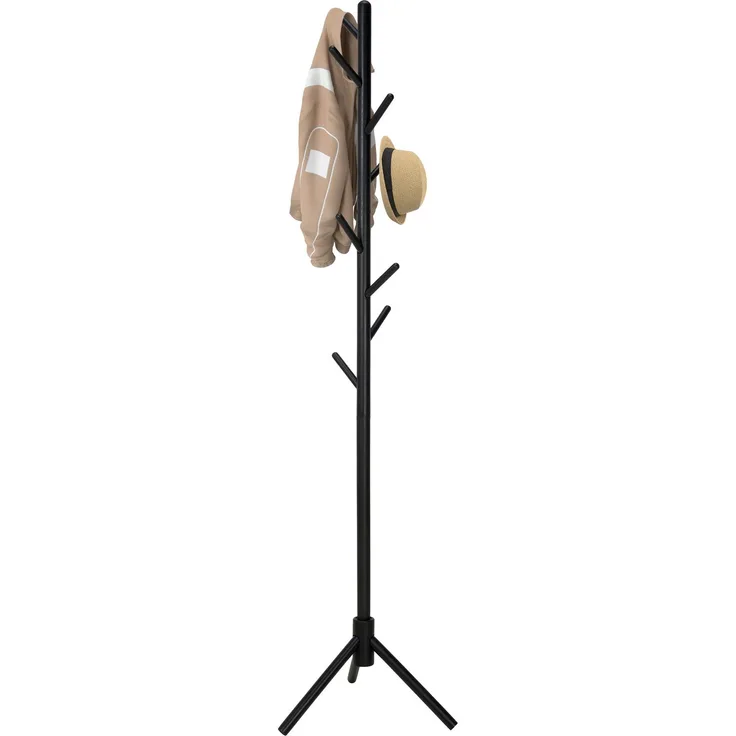 Brixy Garderobenständer - Stehgarderobe - 8 Haken - 175 cm - Garderobenständer Holz - Garderobenständer - Schwarz