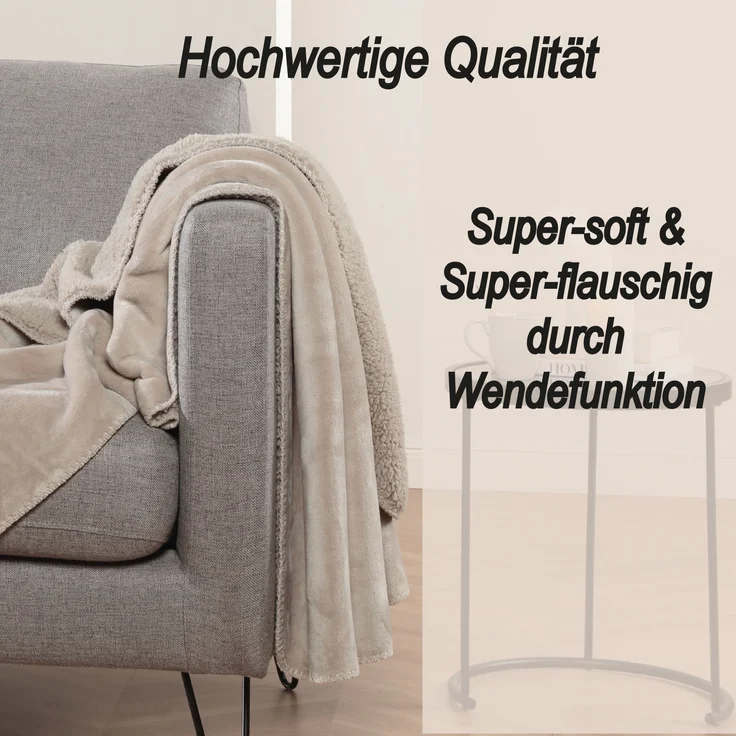Kuscheldecke "Teddy Fleece" Sherpa/Flanell, 150x200cm Beige – Bild 3