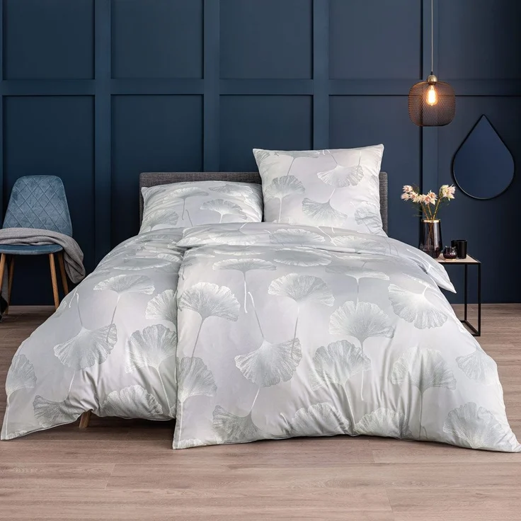 Estella Bettwäsche Isabella 6862 915 Platin Mako Interlock Jersey 135 x 200 + 80 x 80 cm – Bild 1