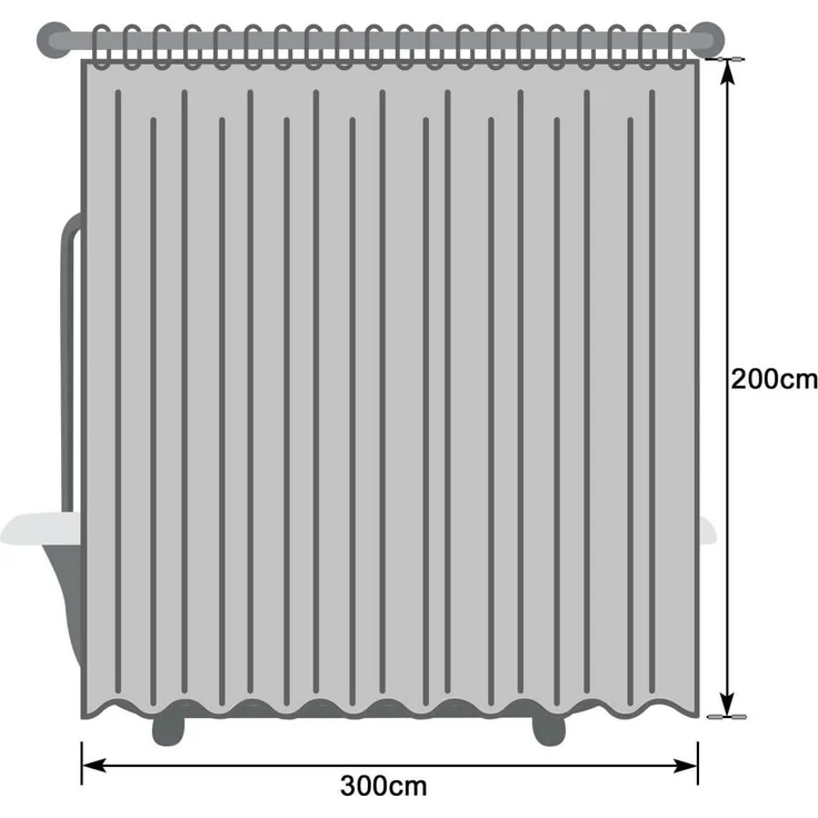 Extra Breiter Textil Duschvorhang Weiß 300x200 Anti Schimmel Wasserdicht – Bild 7